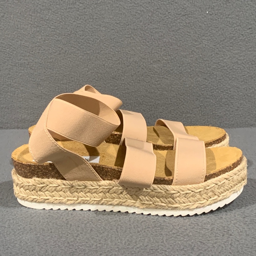 Steve Madden Kimmie Sandals Women 7 Blush Elastic Espadrille Platform Flatform